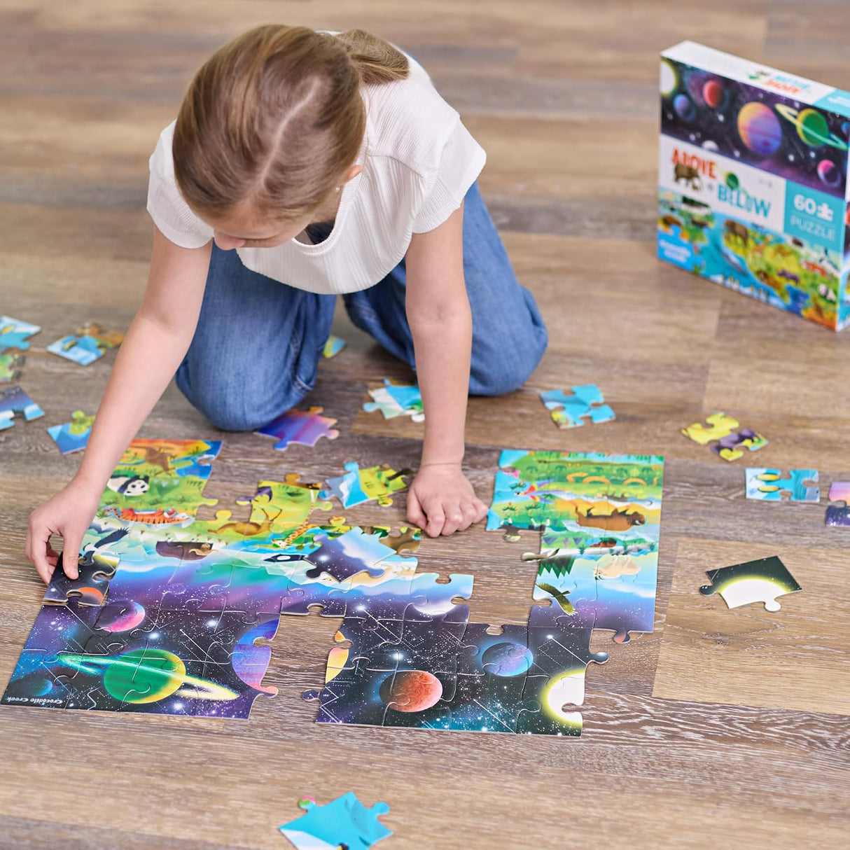 Crocodile Creek: 60pc Above & Below Puzzle - Earth & Space