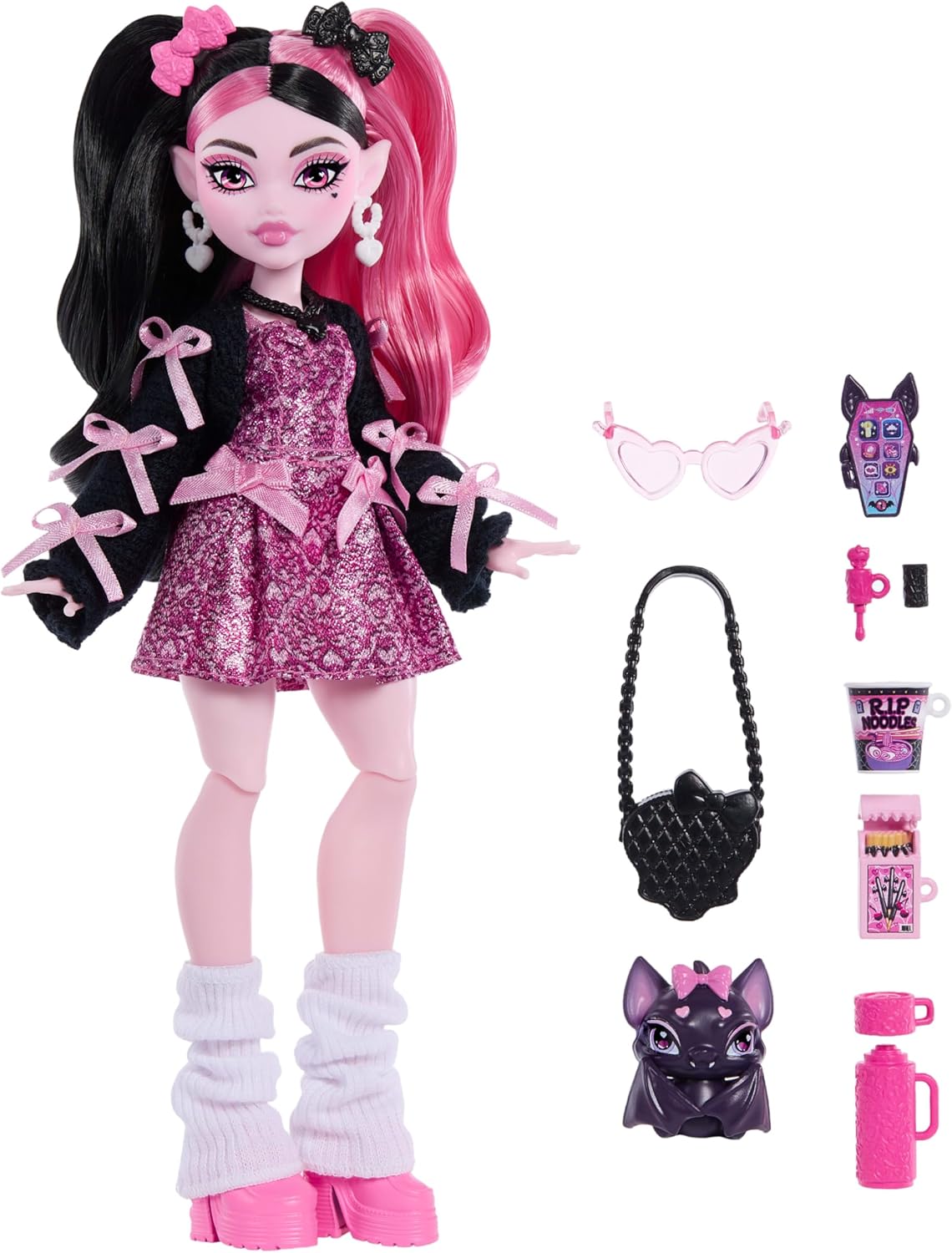 Monster High Fashion Doll: Draculaura - Pink Bow Dress