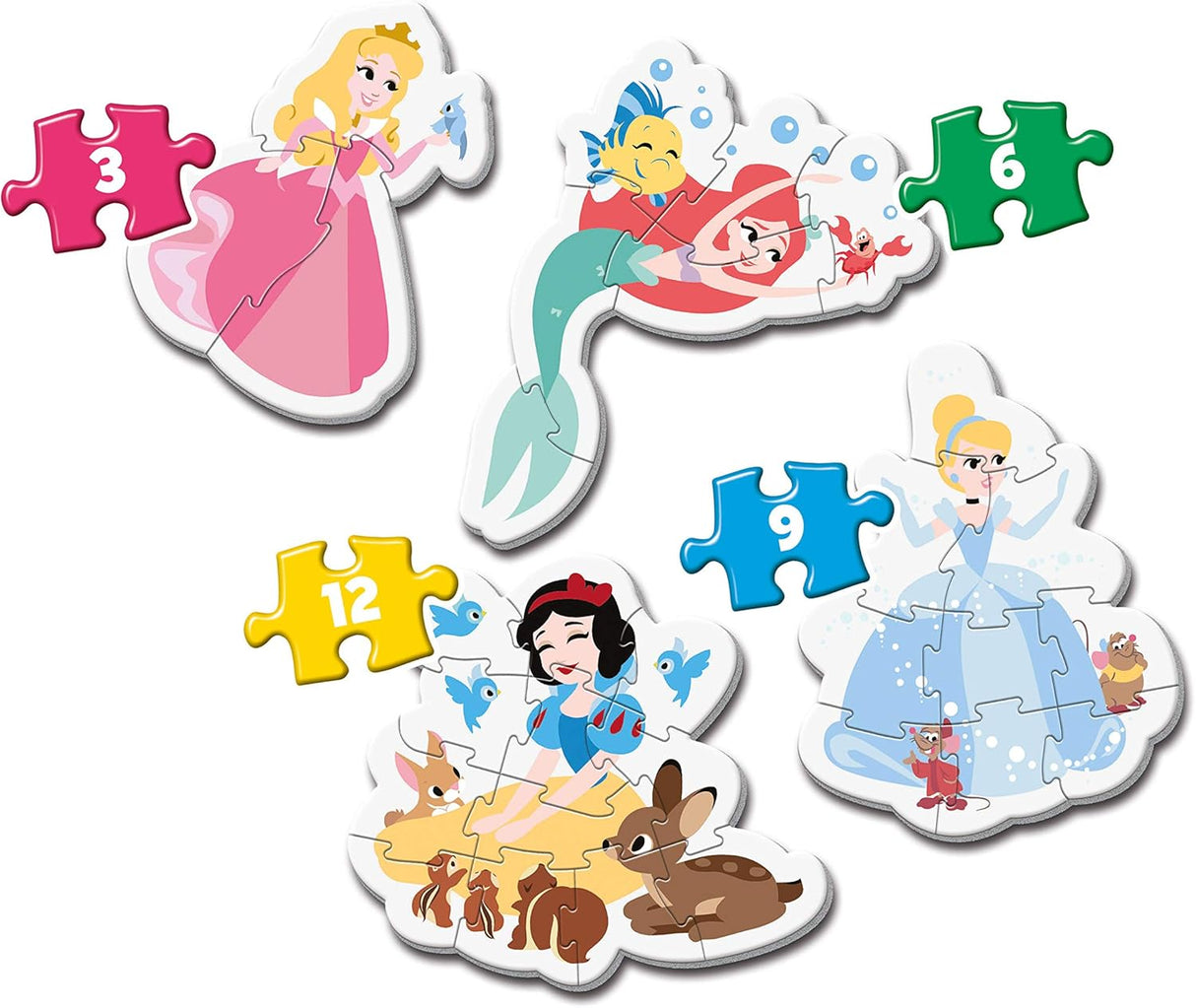 Clementoni Disney Princess Jigsaw Puzzle - 3, 6, 9, 12 Piece - My First Puzzle - (20813)