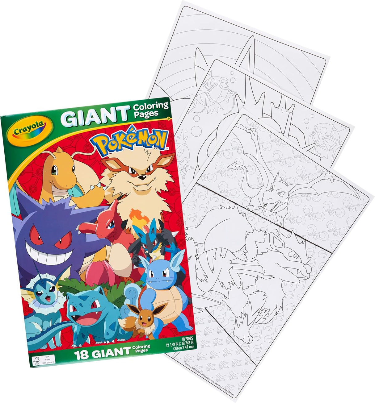 Crayola Giant Coloring Pages Foldalope Pokemon 18 Pages