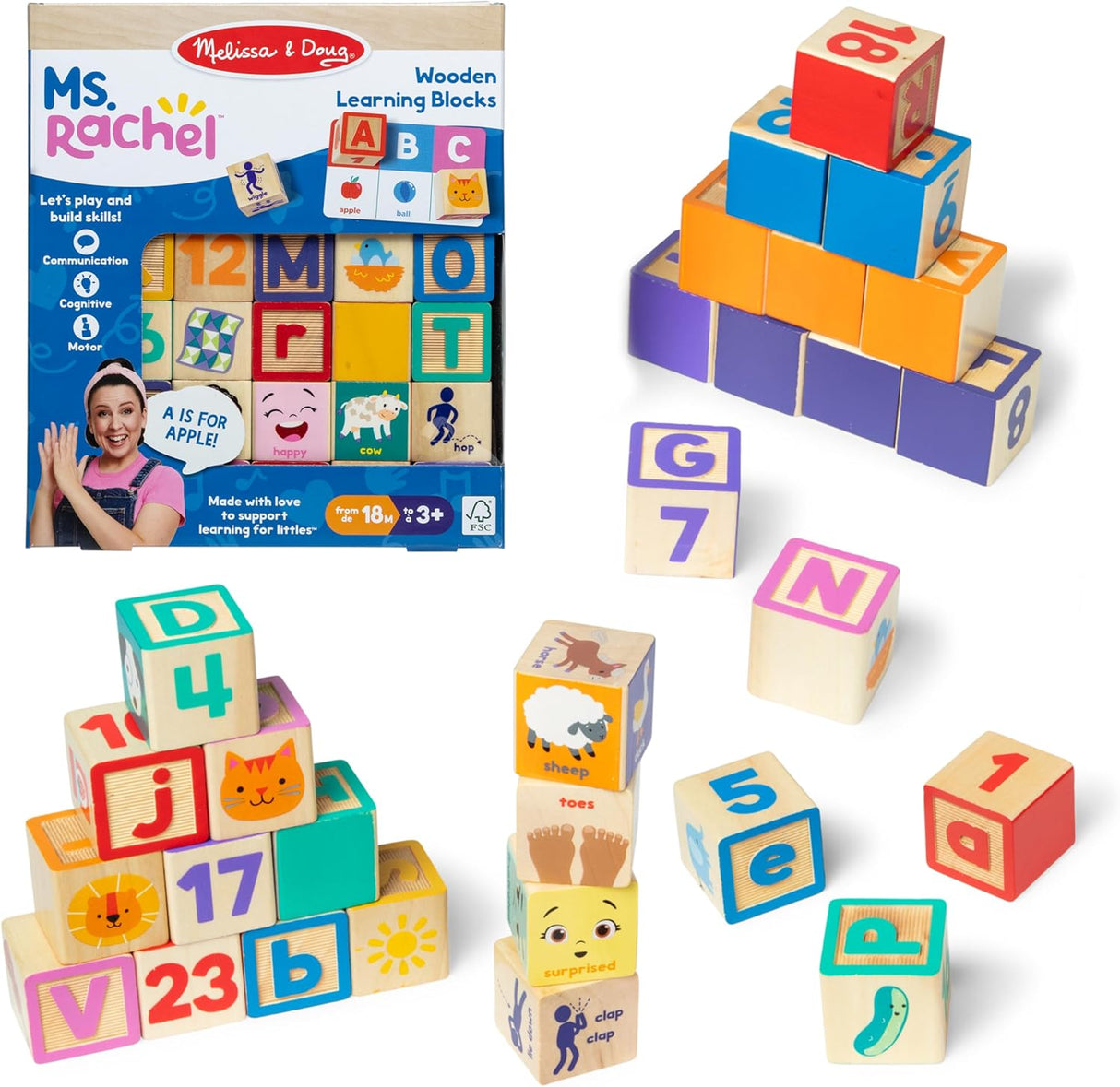 Melissa & Doug: Ms. Rachel Wooden Learning Blocks + Activity Cards