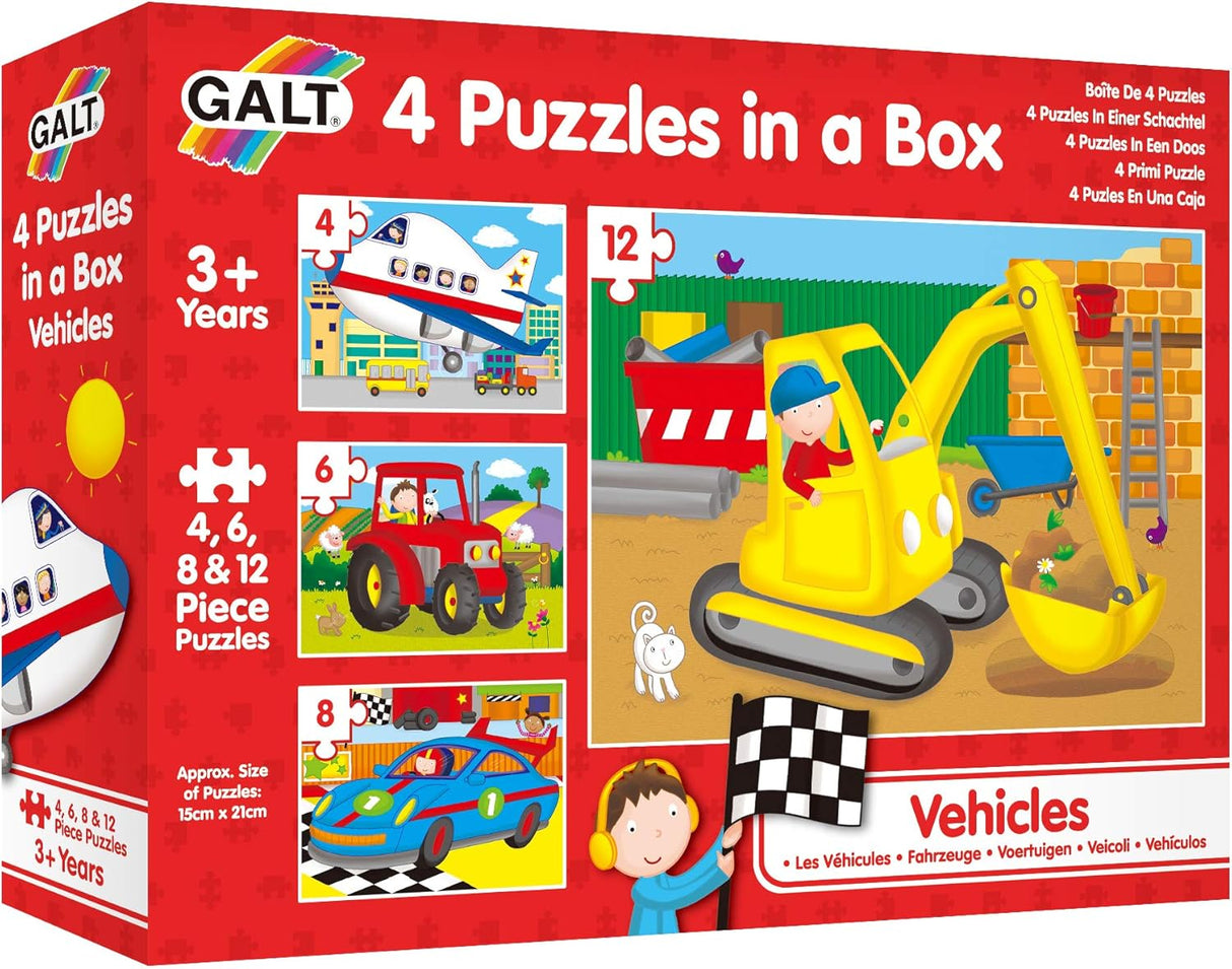 Galt - 4 Puzzles In A Box - Vehicles