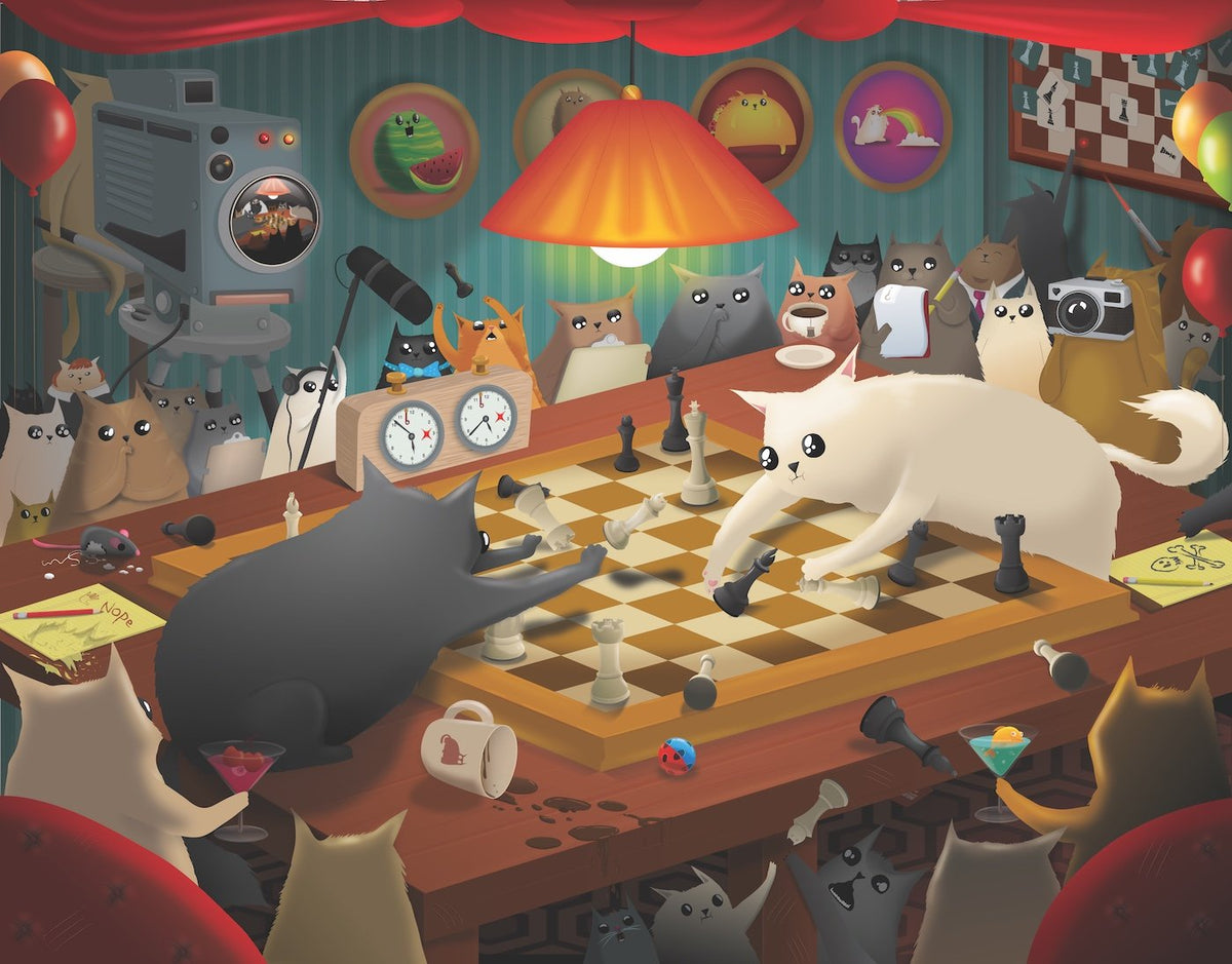 Exploding Kittens Puzzle Cats Playing Chess 1,000 pieces