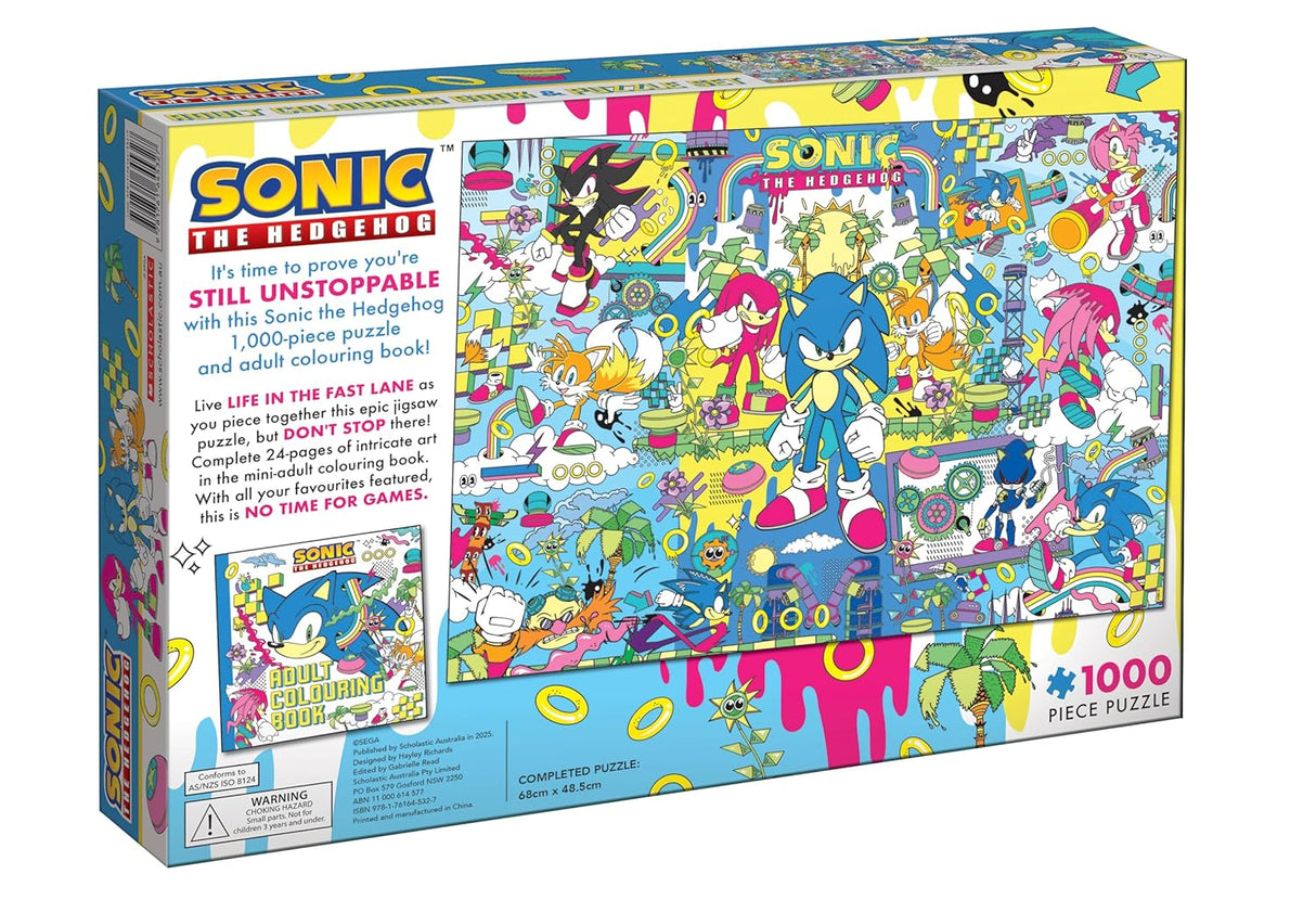 Sonic The Hedgehog: Adult Colouring Book and Puzzle Set (Sega: 1000 Pieces)