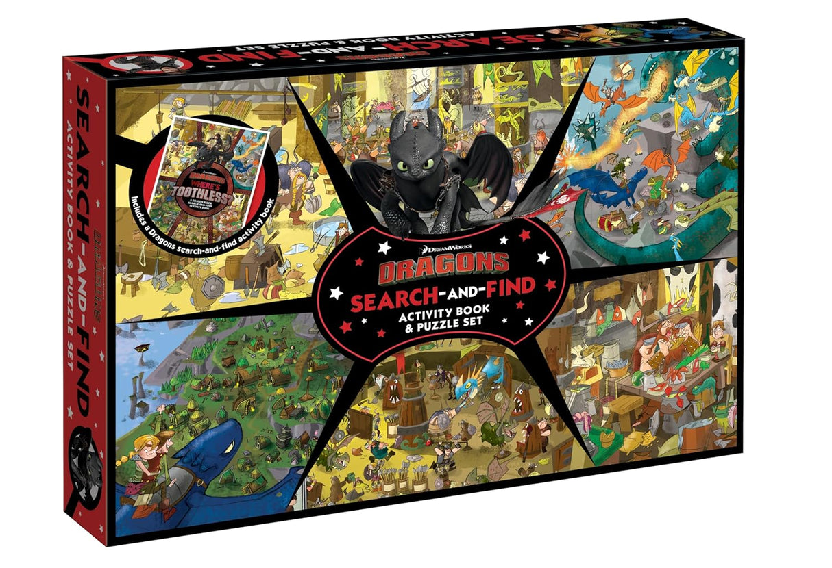 Dragons: Search-and-Find Activity Book and Puzzle Set (DreamWorks: 200 Pieces)