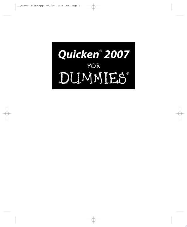 Quicken 2007 For Dummies