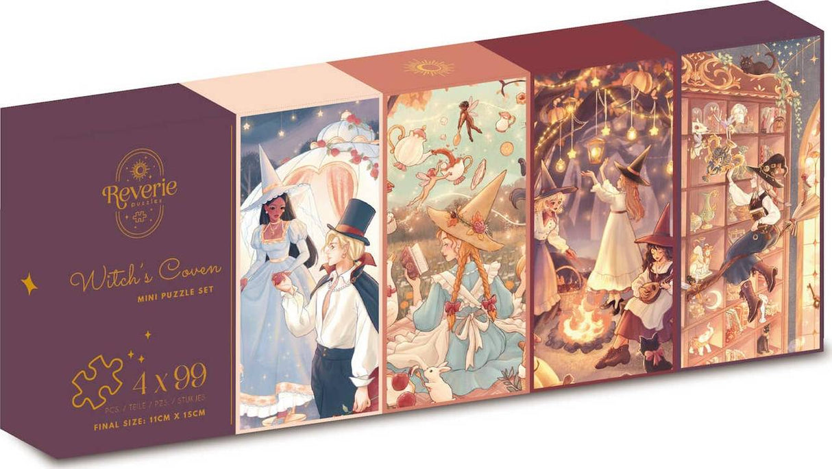 Reverie Puzzles: Witch's Coven 4 x 99 Piece Mini Puzzle Set