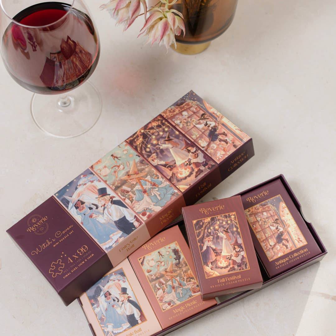 Reverie Puzzles: Witch's Coven 4 x 99 Piece Mini Puzzle Set