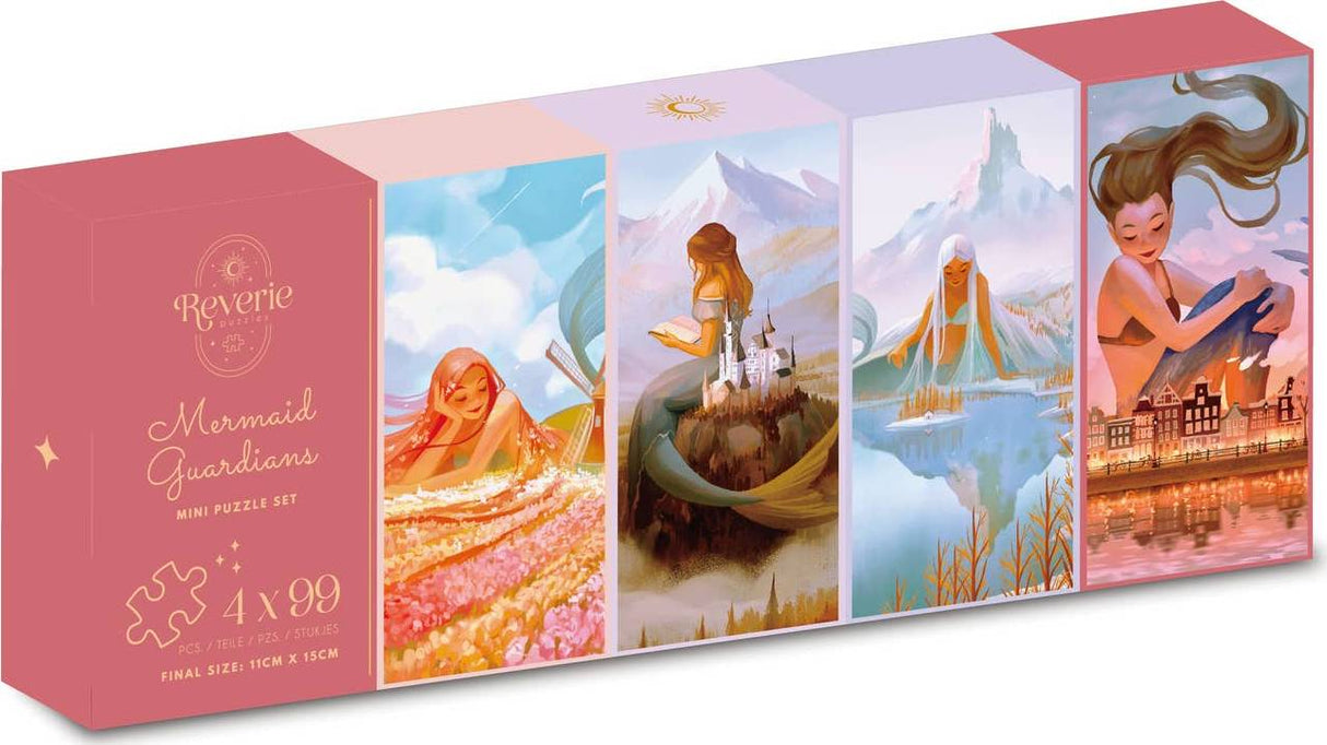 Reverie Puzzles: Mermaid Guardians 4 x 99 Piece Mini Puzzle Set