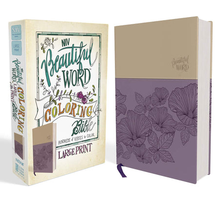 NIV, Beautiful Word Coloring Bible, Large Print, Leathersoft, Purple/Tan