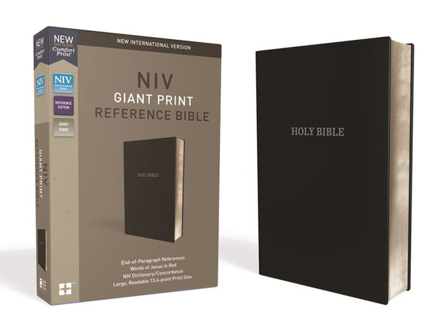 NIV, Reference Bible, Giant Print, Leather-Look, Black, Red Letter, Comfort Print