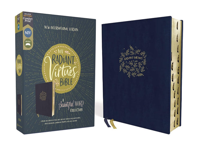 NIV, Radiant Virtues Bible: A Beautiful Word Collection, Leathersoft, Navy, Red Letter, Thumb Indexed, Comfort Print