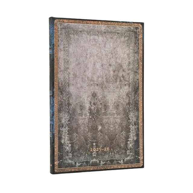 2026 Dove Grey (Old Leather Collection) Maxi 18-month Vertical Hardcover Flexi Dayplanner 2025-2026 (Elastic Band Closure)