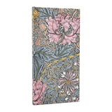 2026 Morris Pink Honeysuckle (William Morris) Slim 12-month Horizontal Hardcover Flexi Dayplanner 2026 (Elastic Band Closure)
