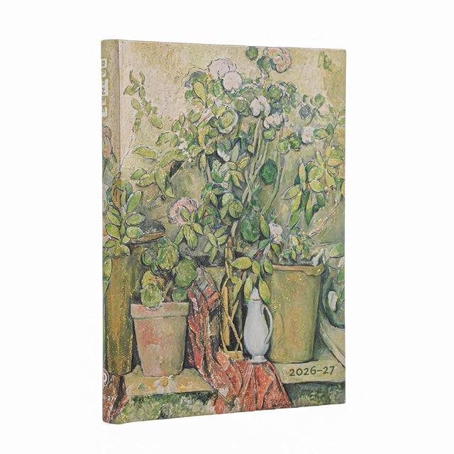 2027 Cezanne’s Terracotta Pots and Flowers Midi 18-Month Hardcover Dayplanner (Elastic Band Closure) Horizontal