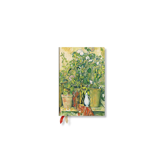 2027 Cezanne’s Terracotta Pots and Flowers Mini 12-Month Hardcover Dayplanner (Elastic Band Closure) Horizontal