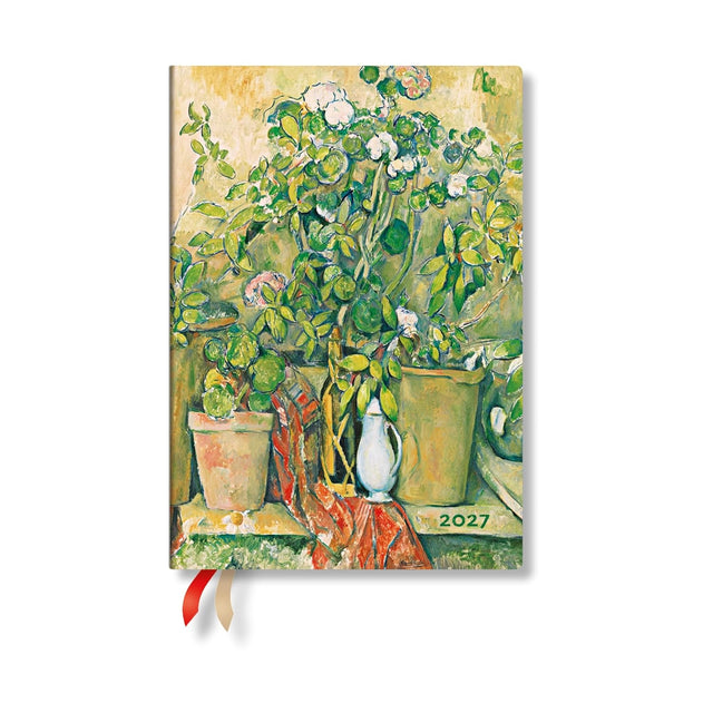 2027 Cezanne’s Terracotta Pots and Flowers Midi 12-Month Hardcover Dayplanner (Elastic Band Closure) Daily