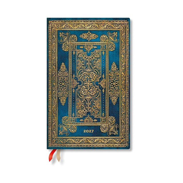 2027 Blue Luxe (Luxe Design) Maxi 12-Month Hardcover Dayplanner (Elastic Band Closure) Vertical