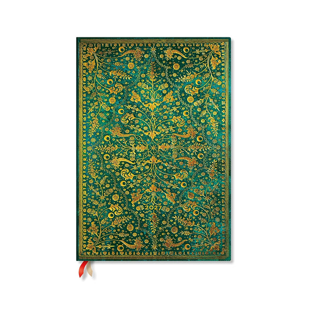 2027 Emerald Flower (Nature’s Grace) Grande 12-Month Hardcover Dayplanner (Elastic Band Closure) Vertical