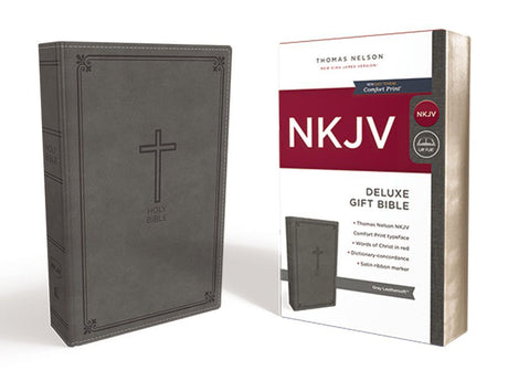 NKJV, Deluxe Gift Bible, Leathersoft, Gray, Red Letter, Comfort Print