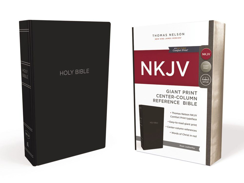 NKJV Holy Bible, Giant Print Center-Column Reference Bible, Black ...