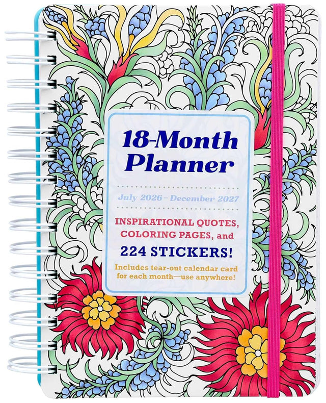18-Month Coloring Planner: July 2026-December 2027