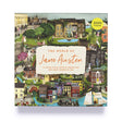 Jigsaw puzzle box featuring illustrations of Jane Austen's world on a white background