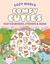 Cozy World Comfy Cuties: Easy Colouring and Sticker Scene for Teens, Young Adults and Adults