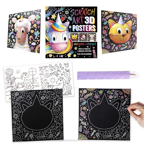 Scratch Art 3D Posters: Unicorn & Friends