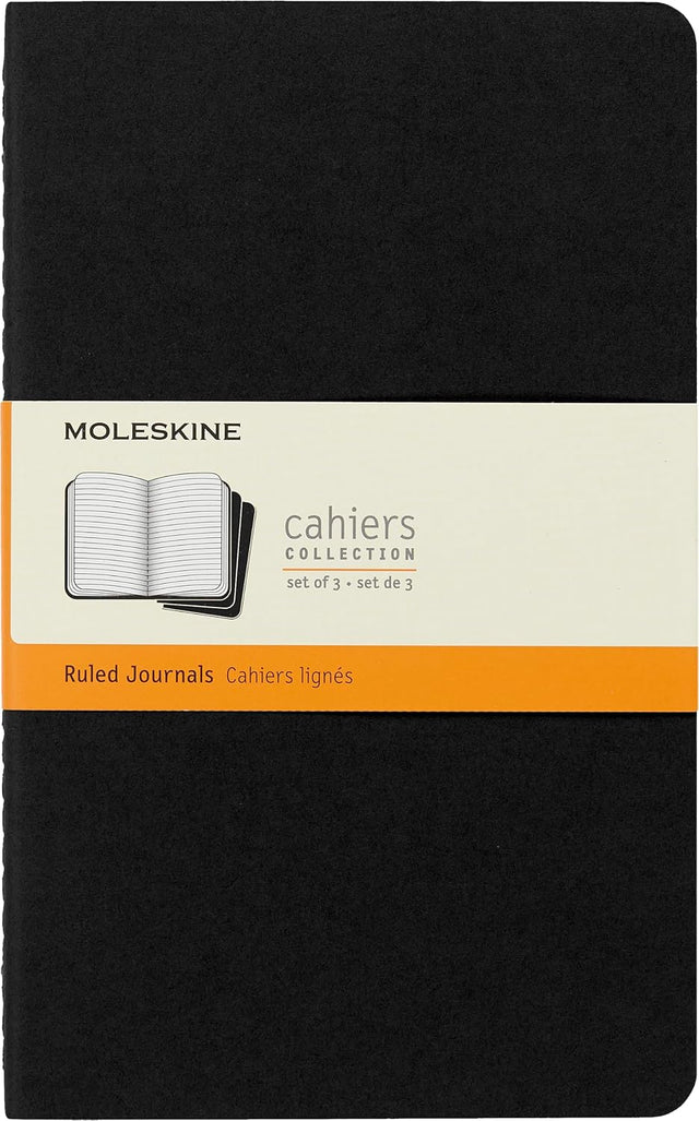 Moleskine Ruled Cahier L - Black Cover (3 Set)