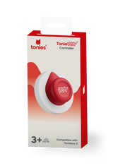 Tonie toy packaging with red and white design on a white background