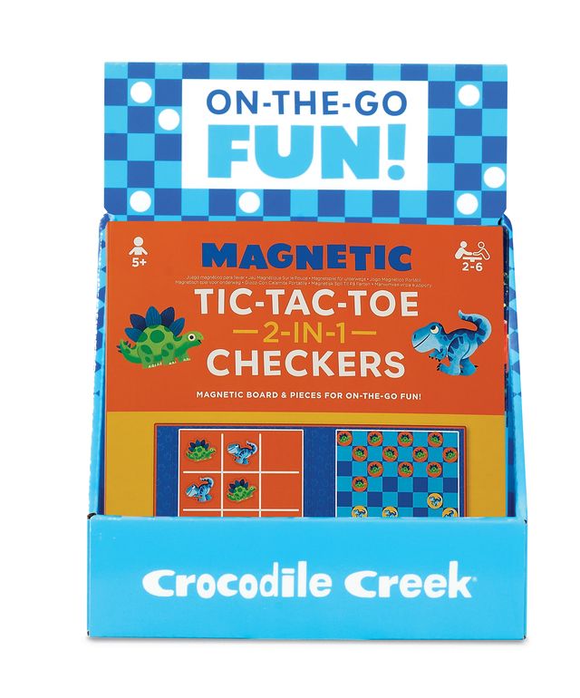 Crocodile Creek: Magnetic Tic Tac Toe & Checkers - Dino