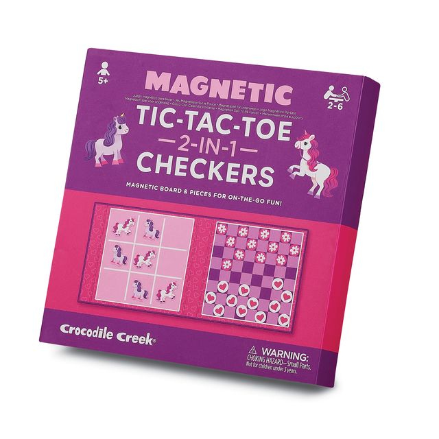 Crocodile Creek: Magnetic Tic Tac Toe & Checkers  - Unicorn