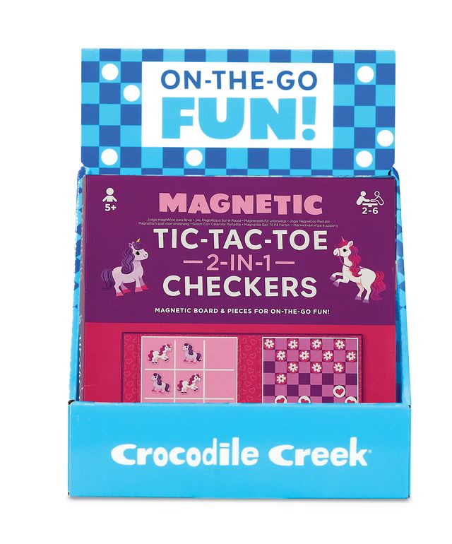 Crocodile Creek: Magnetic Tic Tac Toe & Checkers  - Unicorn