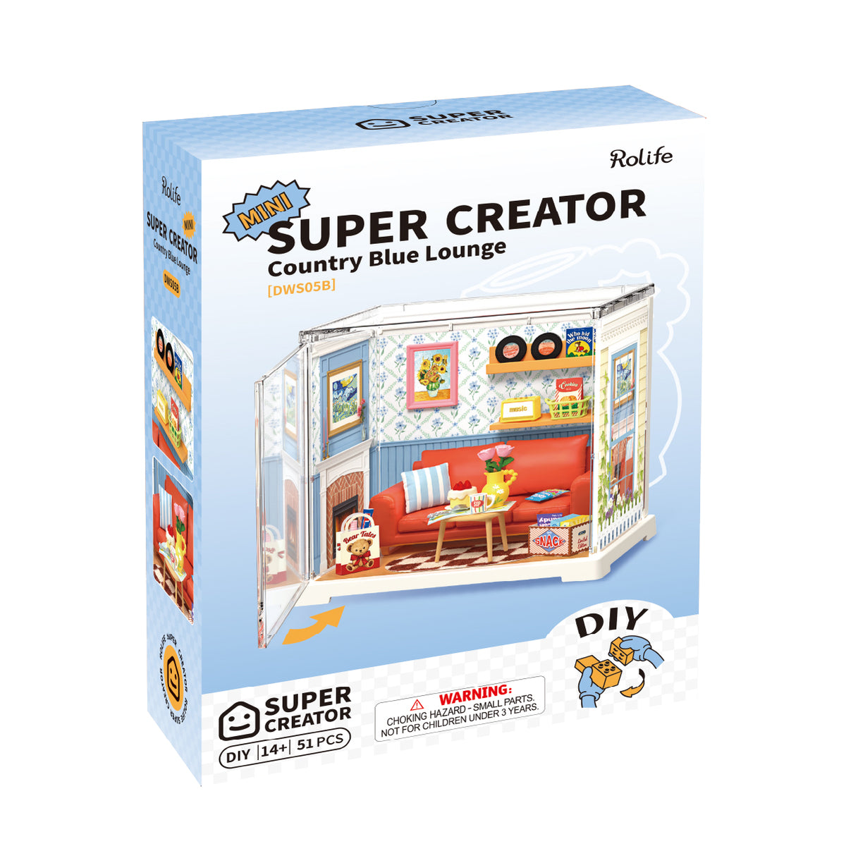 Rolife: Country Blue Lounge - Super Creator Plastic DIY Miniature Puzzle