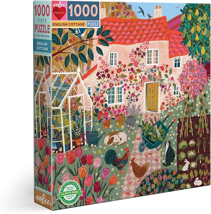 eeBoo: English Cottage Square Puzzle - 1000pc