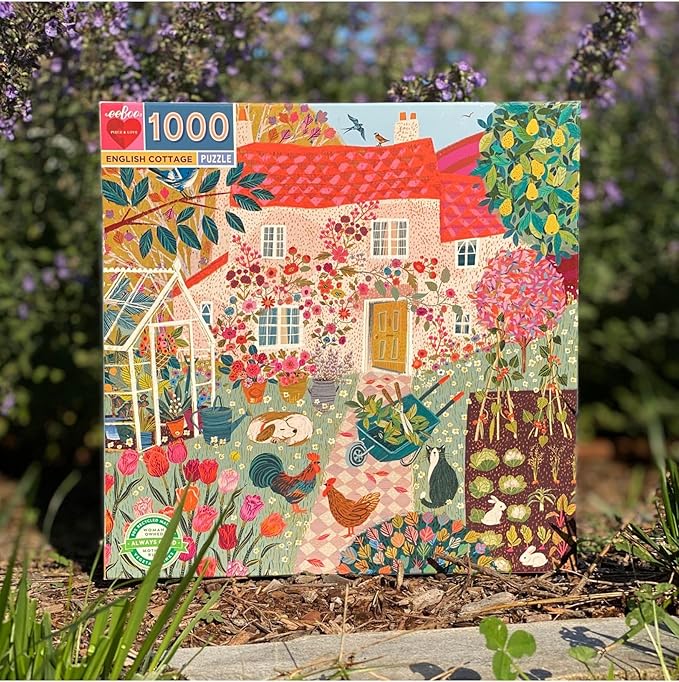 eeBoo: English Cottage Square Puzzle - 1000pc