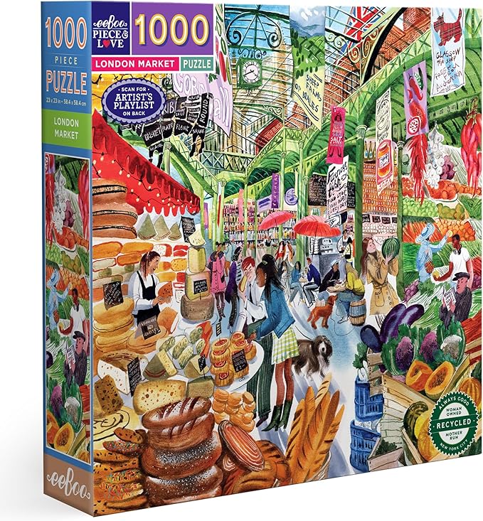 eeBoo: London Market Square Puzzle - 1000pc