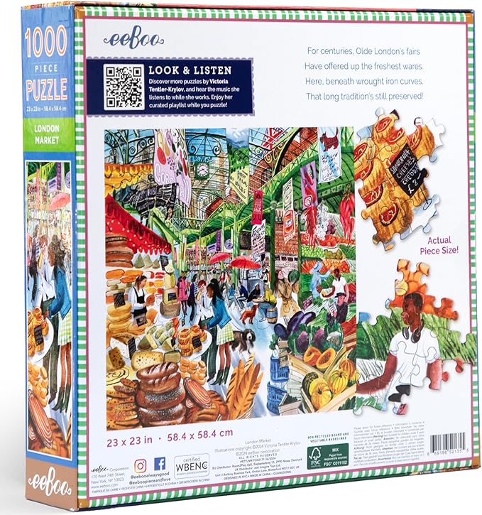 eeBoo: London Market Square Puzzle - 1000pc