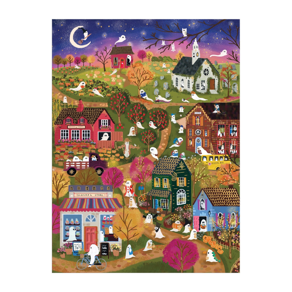 Galison Joy Laforme Spooky Village Foil Puzzle - 1000 Piece