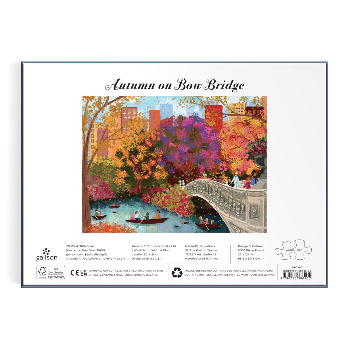 Galison Joy Laforme Autumn on Bow Bridge Puzzle - 1000 Piece