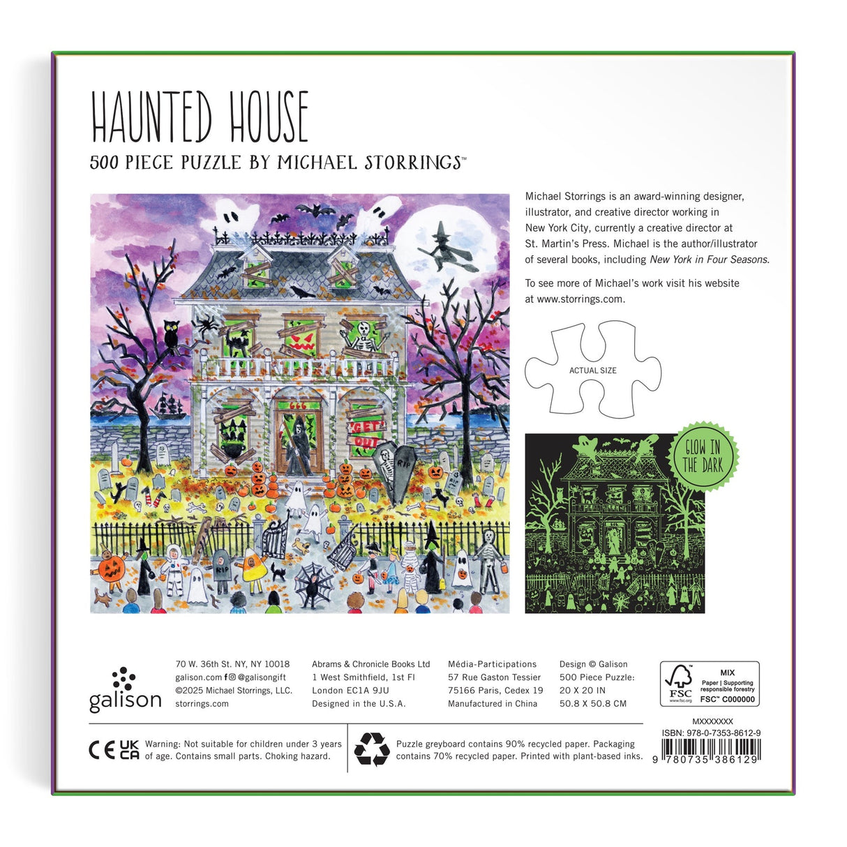 Galison House, Glow in the Dark Puzzle - 500 Piece