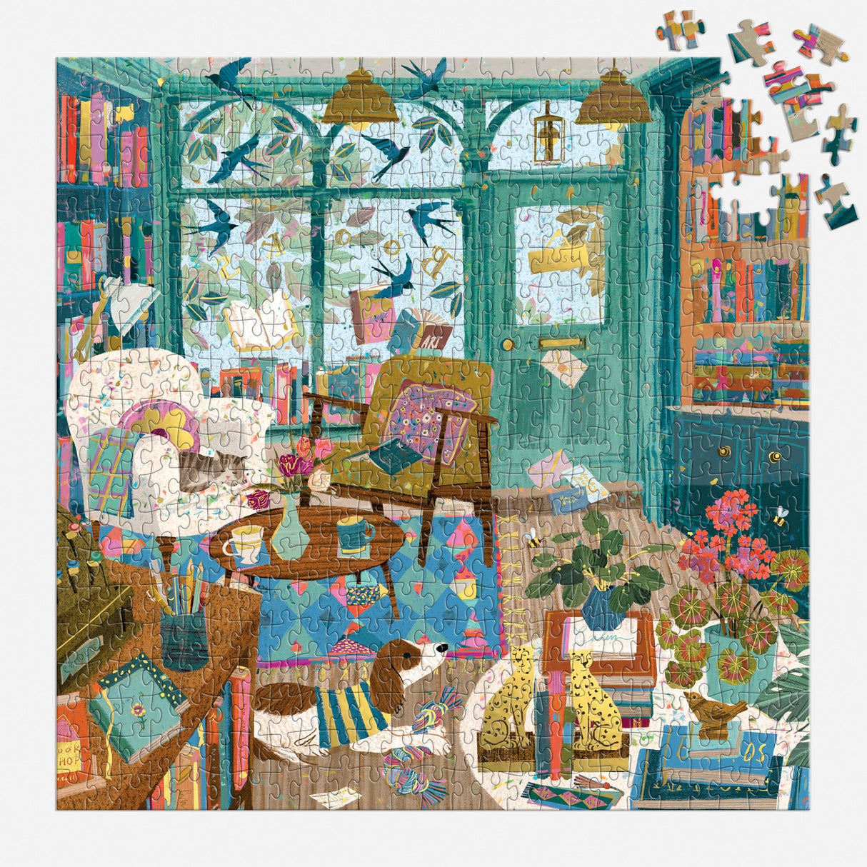 Galison Bookshop Afternoon Foil Puzzle - 500 Piece