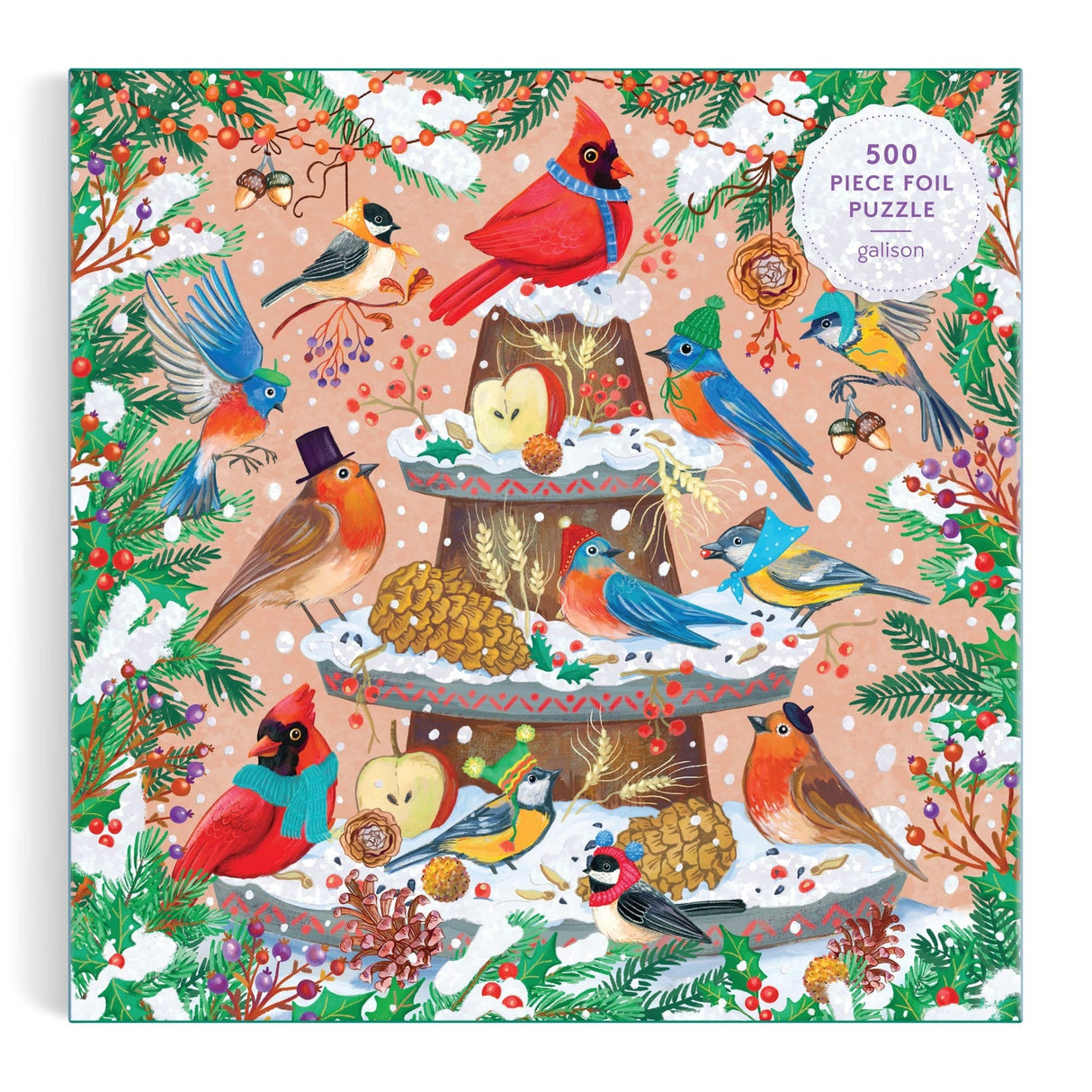 Galison Festive Feathers Foil Puzzle - 500 Piece