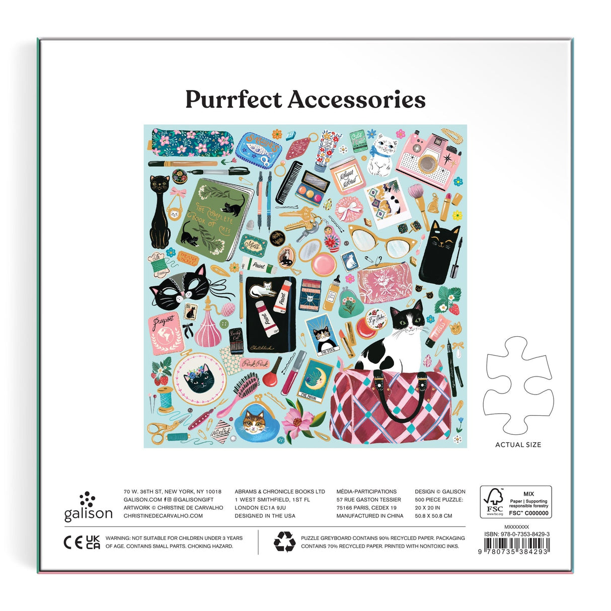Galison Purrfect Accessories Foil Puzzle - 500 Piece