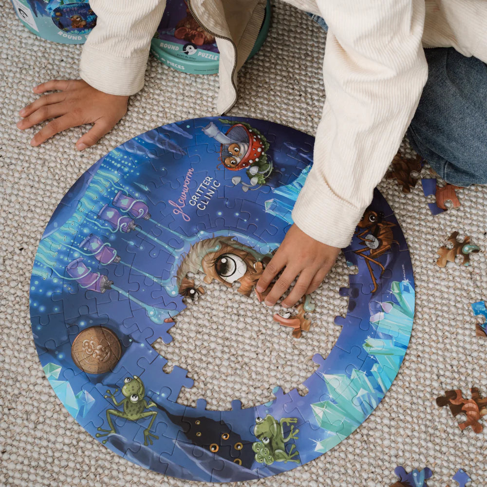 Glowworm Glitter Critter Round Puzzle - 100 piece