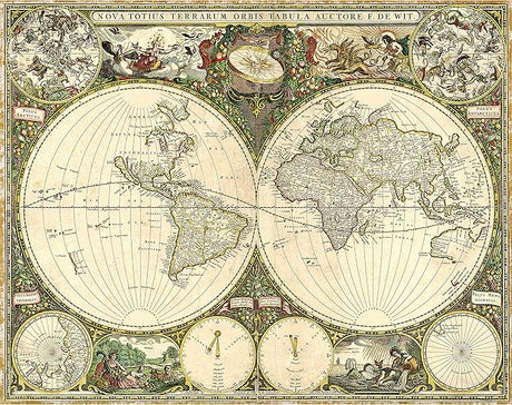 Mindbogglers Gold 1500pc Jigsaw Puzzle - Vintage World Map