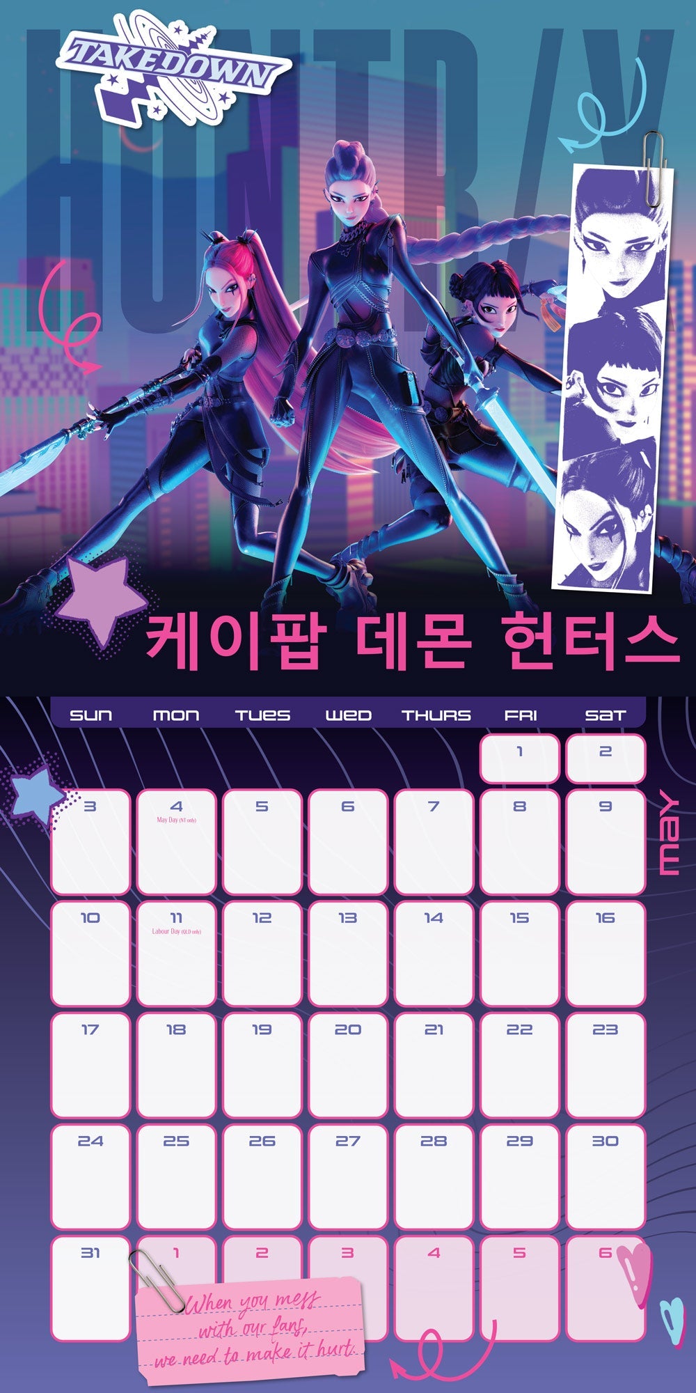 K-Pop Demon Hunters Calendar 2026