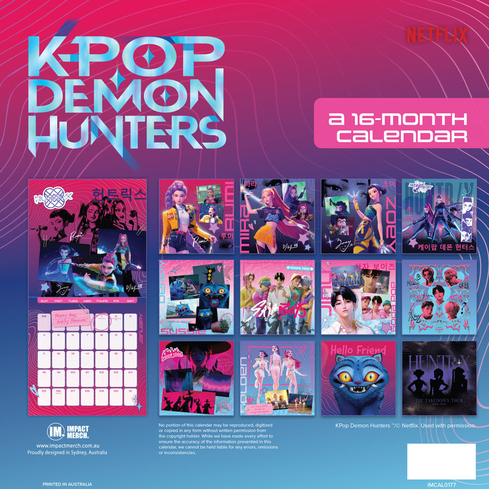K-Pop Demon Hunters Calendar 2026