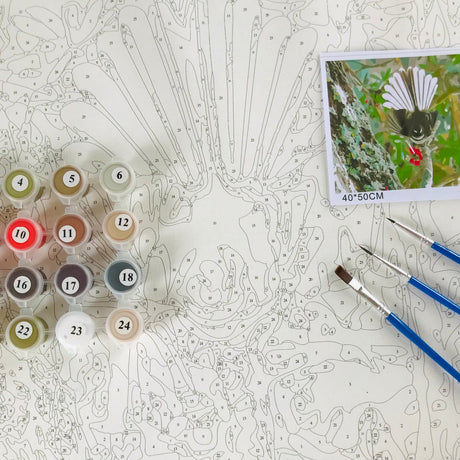 Kiwi Paint By Numbers - Fantail - Piwakawaka